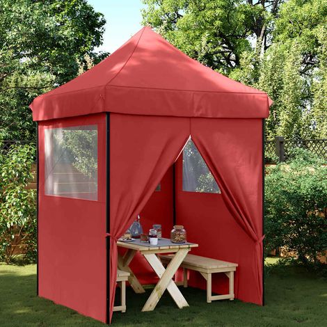 vidaXL Tienda de fiesta plegable Pop-Up 4 paredes laterales burdeos (1/5)