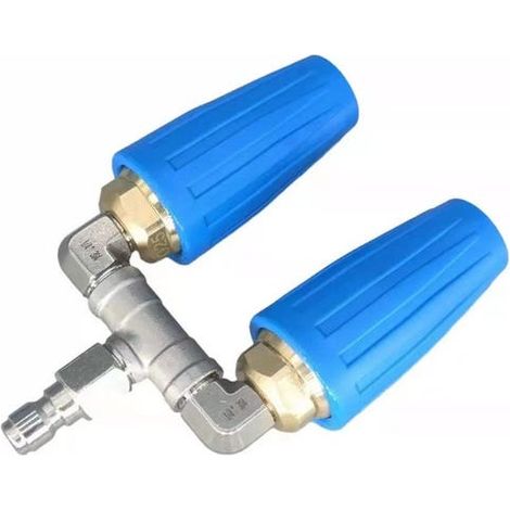 Nettoyeur haute pression en acier inoxydable avec pistolet à eau, double buse, avec double buse à turbine, bleu (1/5)