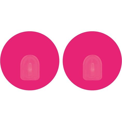 Lot de 2 crochets rond muraux repositionnables Rose fuschia MSV