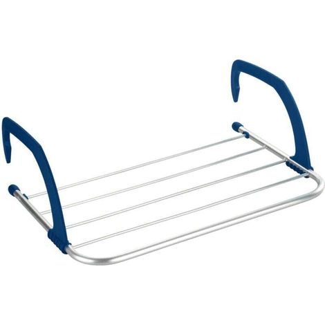 Wäscheständer, Wäscheständer für Heizkörper oder Balkon, 3 m Trockenlänge, Aluminium-Polypropylen, 34 x 16 x 53,5 cm, glänzend blau