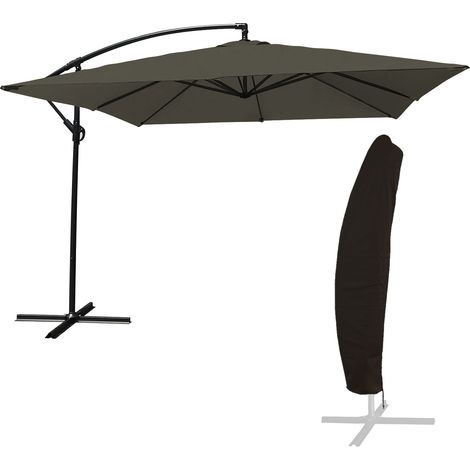 Freistehender Sonnenschirm MOLOKAI quadratisch 2,7x2,7m grau + Hülle