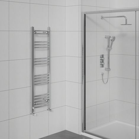 Curved Heated Towel Warmer Bathroom Radiator Chrome 1200x400mm (1/5)