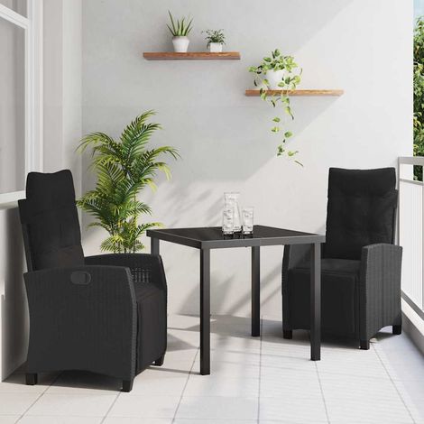 Ensemble de salle à manger pour jardin 3 pcs-Salon de jardin Noir polyrotin 209296 (1/5)