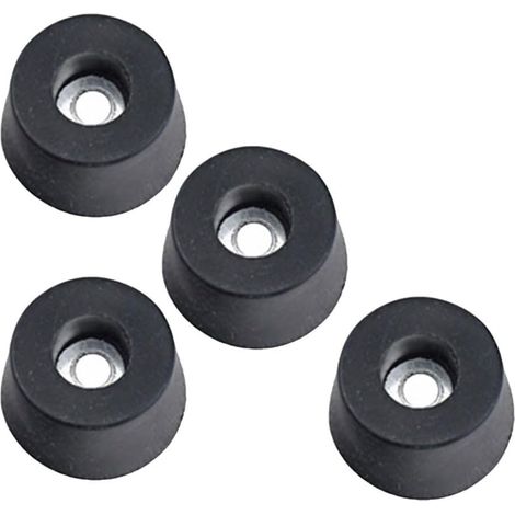 Lot de 4 pieds en caoutchouc avec rondelles acier, 33 mm diamètre et (1/5)