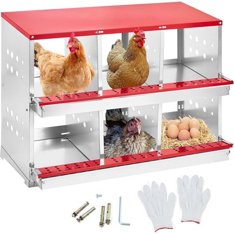 Nichoir en mĂ©tal Ă 6 compartiments pour poules avec collecte d'Ćufs roulants et perchoir, rĂ©sistant Ă la rouille, support mural pour poules (1/5)