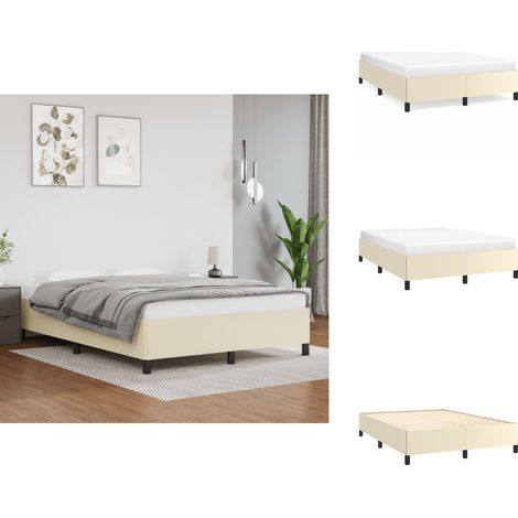 Cadre de lit sans matelas crème 140x190 cm similicuir - Cadre De Lit - Lit Double - Lit Similicuir - Literie - Meubles Chambre (1/5)