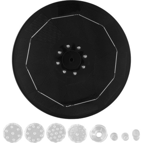 21,5 cm LED-Solarpumpe mit 5000 mAh Akku, 6,5 W Leistung und 6 Fontänendüsen, ideal für Vogeltränken und Wasserrecycling im Garten. (1/5)