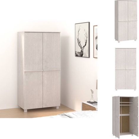 Kleiderschränke - Living Kleiderschrank HAMAR Weiß 89x50x180 cm Massivholz Kiefer (1/5)