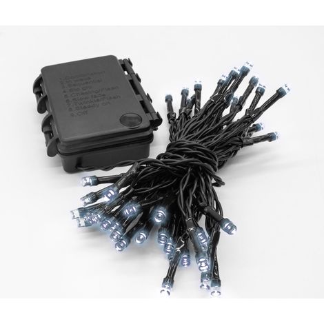LED Außen Lichterkette kalt weiß - 1,8 m / 24 LED - Garten Weihnachten Winter Deko Beleuchtung Timer Batterie