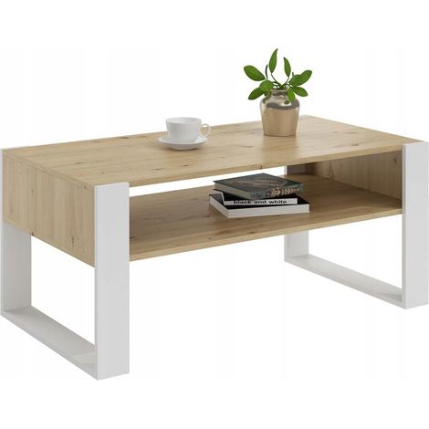 KAJA handgefertigter Couchtisch – Weißer Loft-Retro-Stil