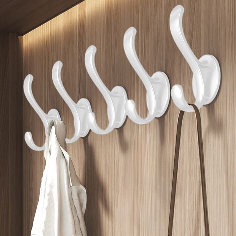 Fünf extrem starke Klebehaken, die bis zu 15 kg tragen – robuste Wandhaken im Retro-Stil, ideal für Schränke und Küchen, auch als Handtuchhalter im Badezimmer verwendbar. Keine Bohrungen für die Monta