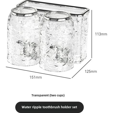 Wellenförmiges Zahnbürstenhalter-Set fürs Badezimmer, Wandmontiertes Zahnbürstenregal, Organizer für Zahnbürstenbecher und Mundspülbecher, Advanced Sense