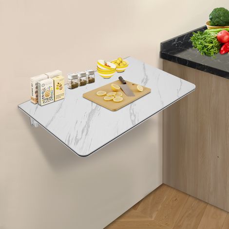Tables de Salle à Manger Multifonctionnelle,Table Mural Rabattable, Bureau d'ordinateur,Petite Maison Table à Manger Pliable, MDF, 90x50cm - Blanc (1/5)