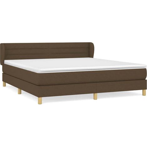 Maison Exclusive - Cama box spring con colchón tela marrón oscuro (1/5)