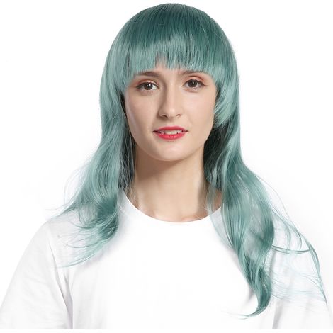 70 cm lange, lockige Kunsthaarperücke in Mintgrün mit Pony für Damen-Cosplay-Kostüme (1/5)