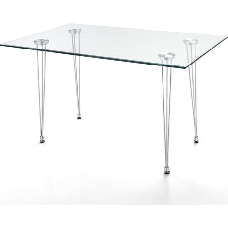 Tavolo scrivania in vetro temprato minimal 6 posti 130x80cm Plano