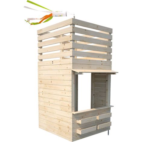 Cabane tour en bois avec comptoir et bac à sable SHOPPING (1/5)