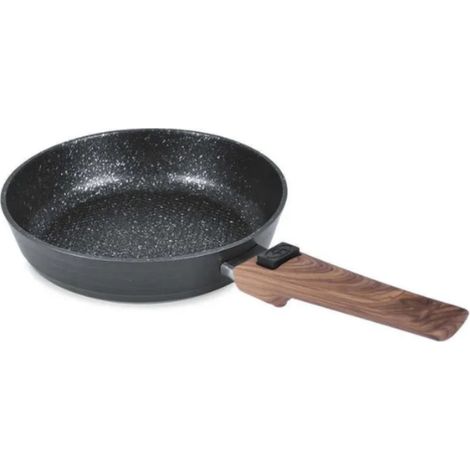 Poêle - Revêtement Anti-adhésif - Manche Amovible En Bois - Compatible Tous Feux - Diamètres 20 24 28 32 Cm