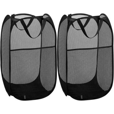 2 Piece Black Folding Dirty Clothes Basket, Laundry Basket, Clothes Storage Basket, Portable Dirty Clothes Basket (1/5)