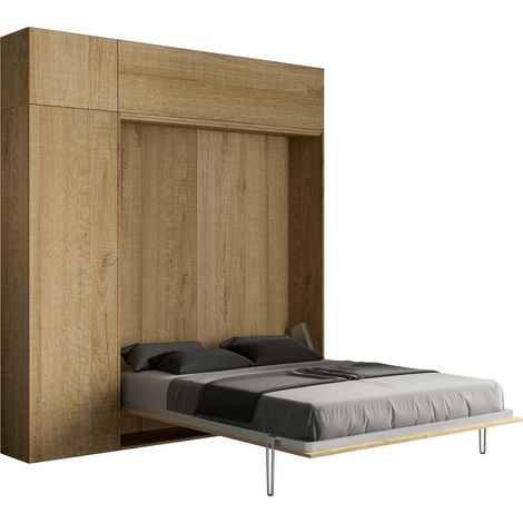 Letto matrimoniale a scomparsa 160 cm con mobili Quercia KENTARO