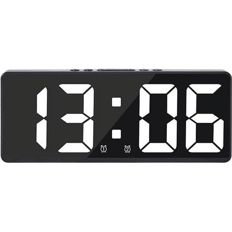 Réveil Numérique Double Alarme - Affichage Grand Écran LED - Fonction Sauvegarde Batterie - Prise USB pour Chargement Téléphone - Réglage Volume et Niveau de Luminosité - Pour Chambre à Coucher - 1 Pi (1/3)