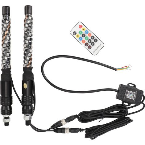 Fouet lumineux LED 1 pied, 20 couleurs, étanche, Protection contre les surcharges, télécommande, mât d'antenne, lampe fouet 12 à 24V.