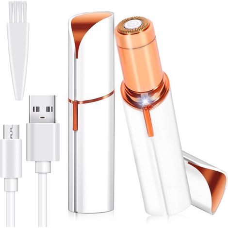 Depiladora facial eléctrica recargable por USB para mujer – con luz LED, indolora para cejas, labios, mejillas y mentón (1/5)