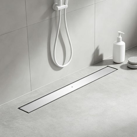 Caniveau de douche 80 cm - Carrelage avec siphon à 360° - Anti-odeurs et filtre à cheveux (1/5)