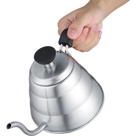 Cafetière/bouilloire à filtre manuelle en acier inoxydable avec bec verseur en col de cygne (1/5)