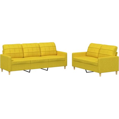 Maison Exclusive - Set di Divani 2 pz con Cuscini Giallo Chiaro in Tessuto