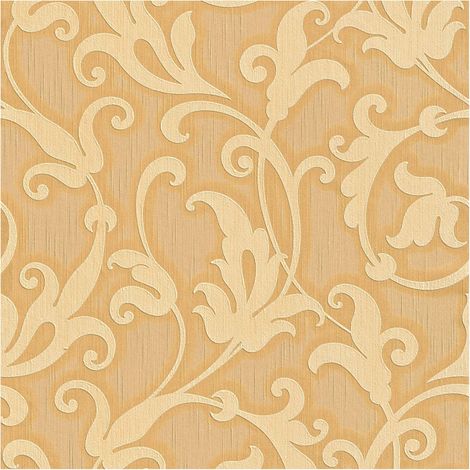 Fabric look wallpaper wall Profhome 954903 textile wallpaper textured with a fabric look matt orange gold yellow 5.33 m2 (57 ft2) (1/5)
