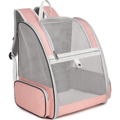 ALLSPORTS Cat Backpack Folding Dog Carrier Bag Comfortable Pet Travel Rucksack Camping Walking Cycling Parks Comfortable Breathable Rucksack Pink (1/5)