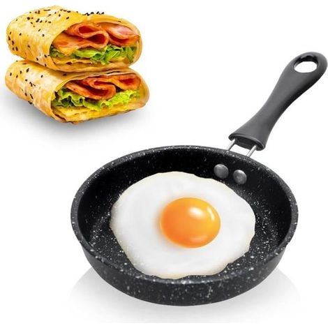 Induktionsgeeignete Bratpfanne (1 Stück), verdicktes, antihaftbeschichtetes Gusseisen, Mini-Eierpfanne mit Griff, ideal für kleine Küchen und Studenten (1/5)