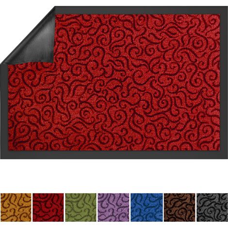 Karat – Paillasson d'entrée Brasil rouge foncé 90 x 150 cm – Matériau polyamide résistant – Épaisseur 6,5 mm pour ouverture facile de porte