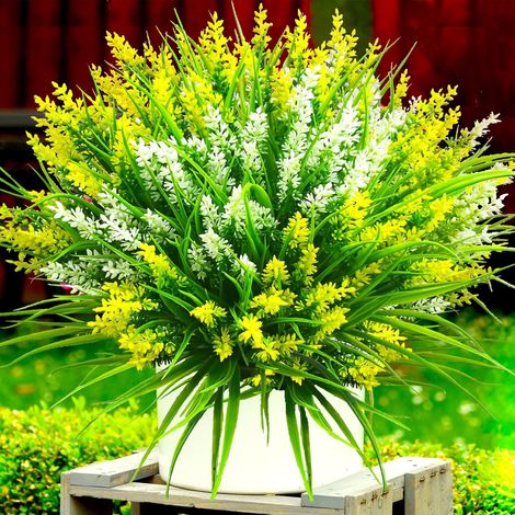 Plantes artificielles d'extérieur, lot de 20 fleurs artificielles résistantes aux UV, fleurs de lavande artificielles en plastique, arbustes artificiels pour la maison-AquaForge (1/5)