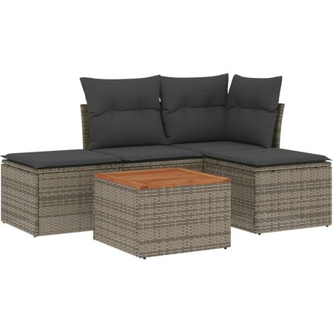 Maison Exclusive - 5-tlg. Garten-Sofagarnitur mit Kissen Grau Pol