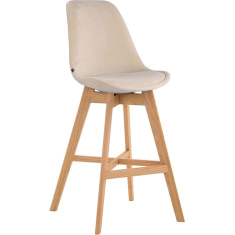 Sgabello da bar seggiolone dal design scandinavo moderno in velluto color crema TDB10375