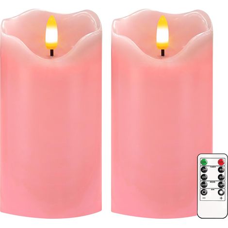 Lot de 2 bougies sans flamme à DEL vacillantes avec télécommande et minuterie, à intensité variable, fonctionne avec piles, pour Saint-Valentin, Noël, décoration d'intérieur (2 pièces) (1/5)