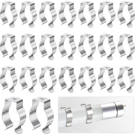 Clip de Fixation de Lampe, 30Pcs Tube Fluorescent Support Lampe pour Fixer le Tube , Tube t Convient aux Lampes T8 et Clip de Lampe en U(Argent) (1/5)