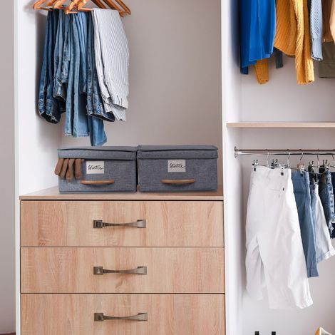 Boites de rangement en tissu avec couvercle lot de 2 pliables
