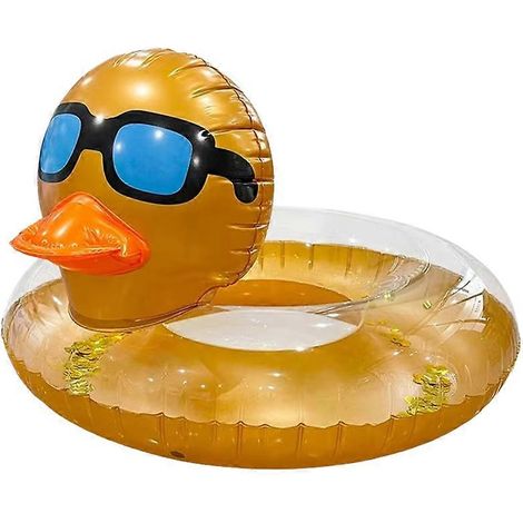 Bouée gonflable en forme de canard avec des paillettes, pour la piscine, la plage et les fêtes aquatiques.-AquaForge (1/5)