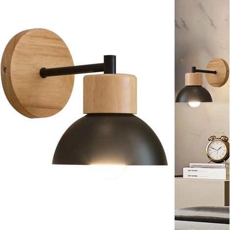 Applique murale bois métal E27 moderne créative fer éclairage mural luminaire pour chevet restaurant escaliers salon chambre cuisine noir