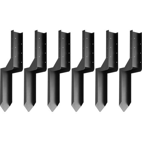 Kit de réparation d'ancrage pour poteau de clôture, lot de 6, diamètre intérieur 8,9 x 8,9 cm, pieux de soutien en acier robuste, pointes à enfoncer pour redresser poteaux en bois cassés ou inclinés, (1/5)