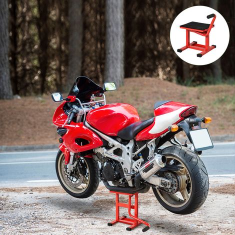 Motorradständer aus Stahl, max. 150 kg, mit Gummiauflage und Kurbel, 48 x 34 x 43 cm, Rot