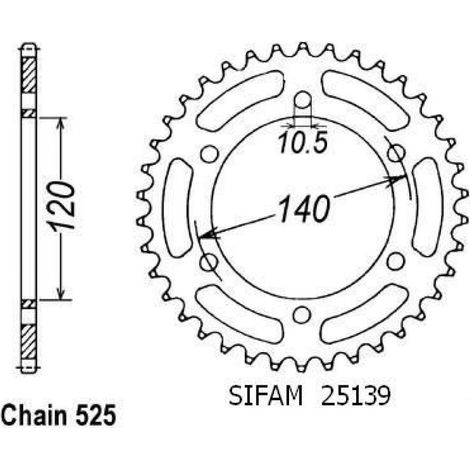 sifam-getriebekrone für motorrad suzuki 750 gsx-r 1998 bis 1999 (1/3)