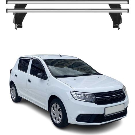 OMAC Barres de toit transversales en aluminium pour Dacia Sandero 2012-2020 – Antivol – Rainure en T – Testées City Crash – Charge Max 50 kg Argent (1/4)