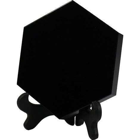 Miroir d'obsidienne Noire, hexagone d'obsidienne Noire - Outils de Divination, décoratif pour la méditation avec Support (8cm) (1/5)