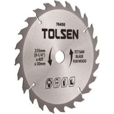 DISCO PARA SIERRA CIRCULAR TCT CORTE MADERA 235X40TX30 TOLSEN