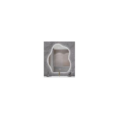 COSTWAY Specchio da Bagno LED Irregolare 70 x 50 Cm,3 Colori di Luce, Anti-Appannamento