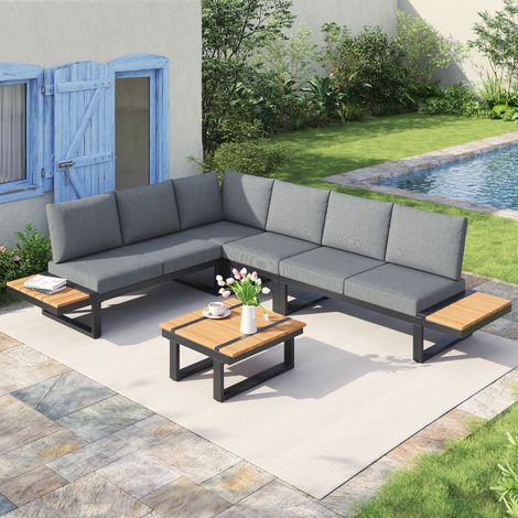 LINHOO Salon de Jardin Modulable avec 2 Méridiennes et Dossiers Réglables 5 Positions (1/5)